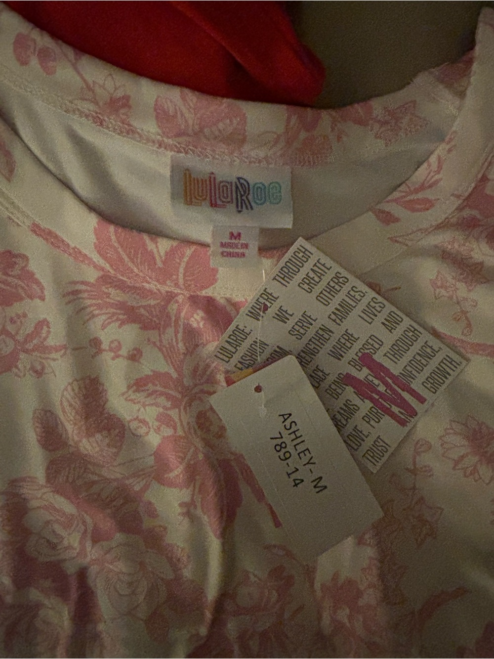 LuLaRoe Pink Floral Crewneck Top